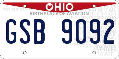 OH license plate GSB9092