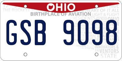 OH license plate GSB9098