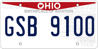 OH license plate GSB9100