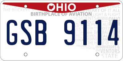 OH license plate GSB9114