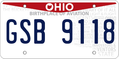 OH license plate GSB9118