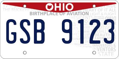 OH license plate GSB9123