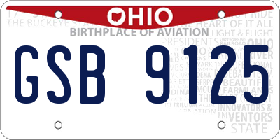 OH license plate GSB9125