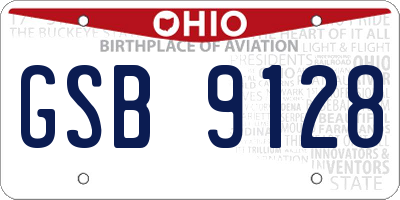 OH license plate GSB9128