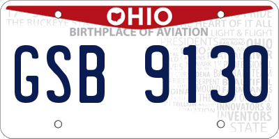 OH license plate GSB9130