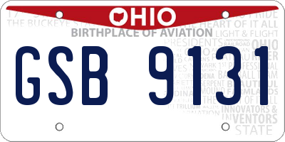 OH license plate GSB9131