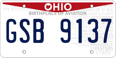 OH license plate GSB9137