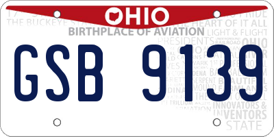 OH license plate GSB9139