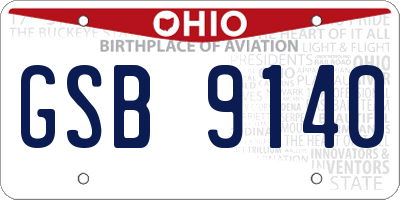 OH license plate GSB9140