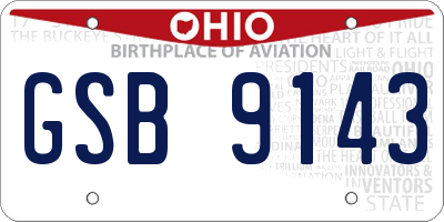 OH license plate GSB9143