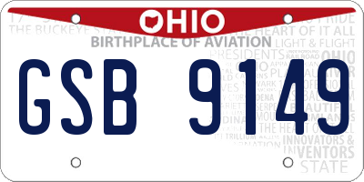 OH license plate GSB9149
