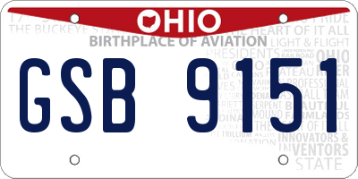 OH license plate GSB9151
