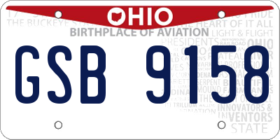 OH license plate GSB9158