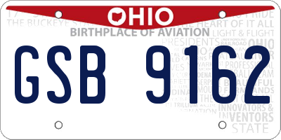 OH license plate GSB9162