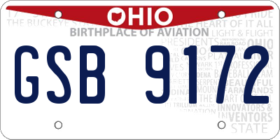 OH license plate GSB9172