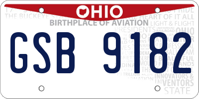 OH license plate GSB9182