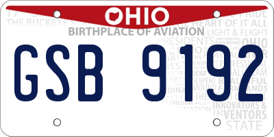 OH license plate GSB9192