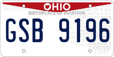 OH license plate GSB9196