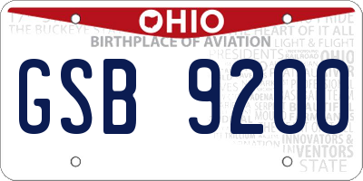 OH license plate GSB9200