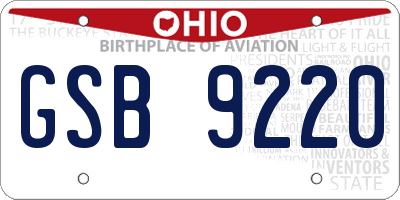 OH license plate GSB9220