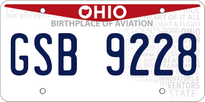 OH license plate GSB9228