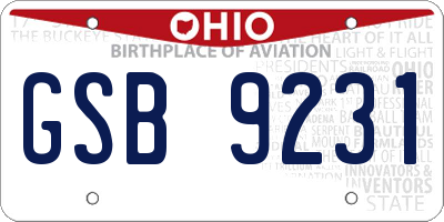 OH license plate GSB9231