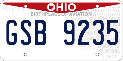 OH license plate GSB9235