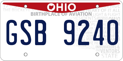OH license plate GSB9240