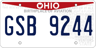 OH license plate GSB9244