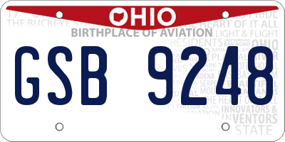 OH license plate GSB9248