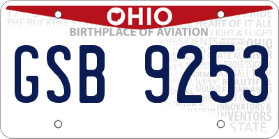 OH license plate GSB9253