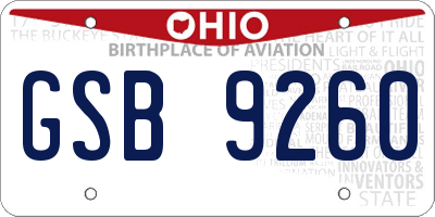 OH license plate GSB9260