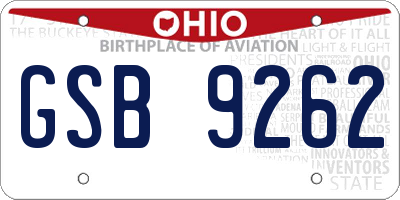 OH license plate GSB9262