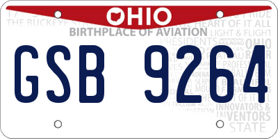 OH license plate GSB9264