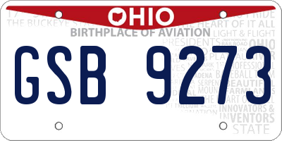 OH license plate GSB9273