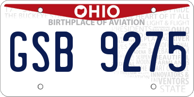 OH license plate GSB9275