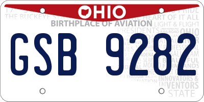 OH license plate GSB9282