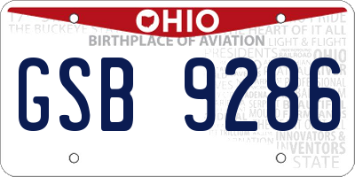 OH license plate GSB9286