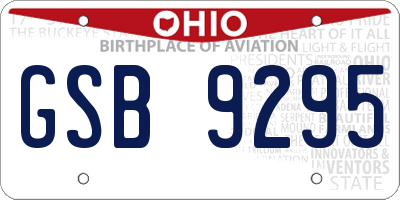 OH license plate GSB9295