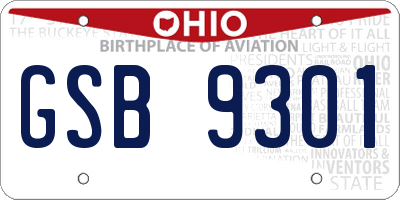 OH license plate GSB9301
