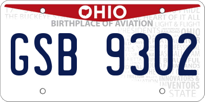 OH license plate GSB9302