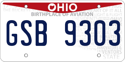 OH license plate GSB9303