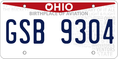 OH license plate GSB9304
