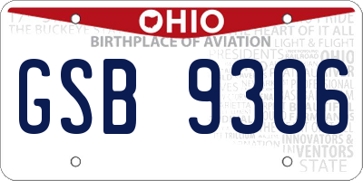 OH license plate GSB9306