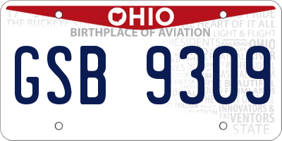 OH license plate GSB9309