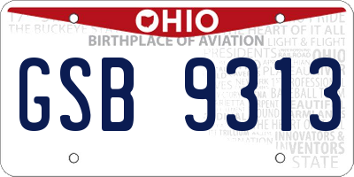 OH license plate GSB9313