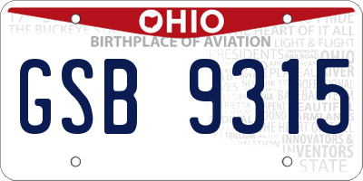 OH license plate GSB9315