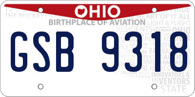 OH license plate GSB9318