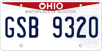 OH license plate GSB9320