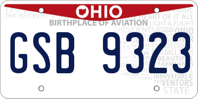 OH license plate GSB9323